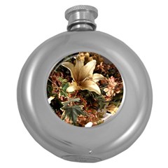 Lilies 1 4 Round Hip Flask (5 Oz) by bestdesignintheworld