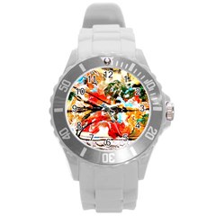 Lilies 1 7 Round Plastic Sport Watch (l)