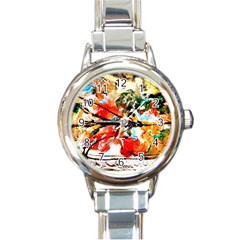 Lilies 1 7 Round Italian Charm Watch