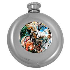 Lilies In A Vase 1 3 Round Hip Flask (5 Oz) by bestdesignintheworld