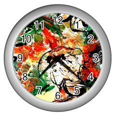 Lilies In A Vase 1 4 Wall Clock (silver) by bestdesignintheworld