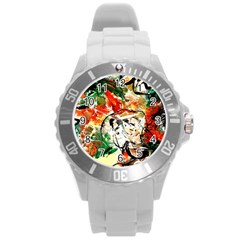 Lilies In A Vase 1 4 Round Plastic Sport Watch (l)