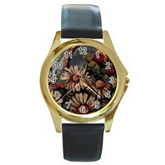 Old Embroidery 1 1 Round Gold Metal Watch by bestdesignintheworld