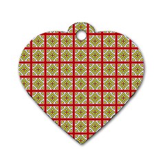 Df Hackberry Grid Dog Tag Heart (two Sides) by deformigo