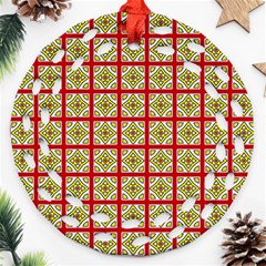 Df Hackberry Grid Round Filigree Ornament (two Sides) by deformigo