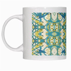 Colored Geometric Ornate Patterned Print White Mugs by dflcprintsclothing