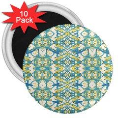 Colored Geometric Ornate Patterned Print 3  Magnets (10 Pack) 