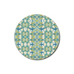 Colored Geometric Ornate Patterned Print Rubber Round Coaster (4 Pack)  by dflcprintsclothing