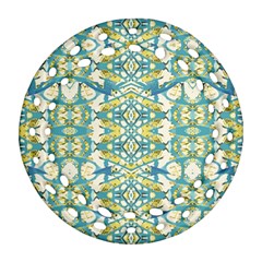 Colored Geometric Ornate Patterned Print Round Filigree Ornament (two Sides) by dflcprintsclothing