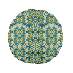 Colored Geometric Ornate Patterned Print Standard 15  Premium Round Cushions