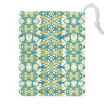 Colored Geometric Ornate Patterned Print Drawstring Pouch (5XL) Front