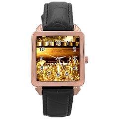 Christmas Tree  1 11 Rose Gold Leather Watch 