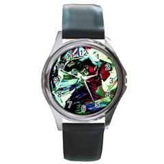 Cabin In The Mountain 4 Round Metal Watch by bestdesignintheworld