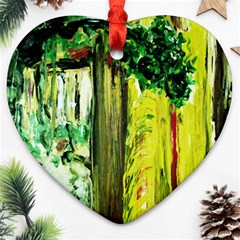 Old Tree And House With An Arch 8 Ornament (heart) by bestdesignintheworld