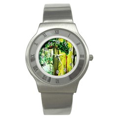 Old Tree And House With An Arch 8 Stainless Steel Watch by bestdesignintheworld