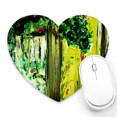 Old Tree And House With An Arch 8 Heart Mousepads by bestdesignintheworld