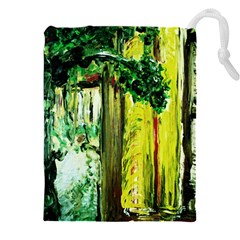 Old Tree And House With An Arch 8 Drawstring Pouch (4xl) by bestdesignintheworld