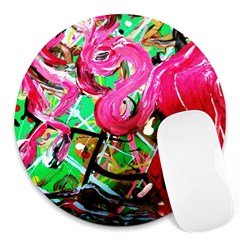 Flamingo   Child Of Dawn 9 Round Mousepads by bestdesignintheworld