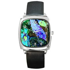 Lilac And Lillies 1 Square Metal Watch by bestdesignintheworld