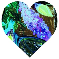 Lilac And Lillies 1 Wooden Puzzle Heart