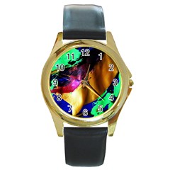 Global Warming 9 Round Gold Metal Watch by bestdesignintheworld