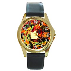 City 1 1 Round Gold Metal Watch by bestdesignintheworld