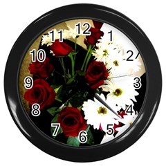 Roses 1 2 Wall Clock (black) by bestdesignintheworld