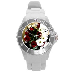 Roses 1 2 Round Plastic Sport Watch (l) by bestdesignintheworld