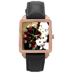 Roses 1 2 Rose Gold Leather Watch  by bestdesignintheworld