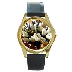 Tulips 1 3 Round Gold Metal Watch by bestdesignintheworld