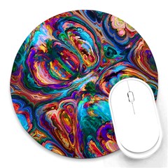 Seamless Abstract Colorful Tile Round Mousepads by HermanTelo