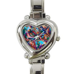 Seamless Abstract Colorful Tile Heart Italian Charm Watch