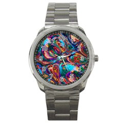 Seamless Abstract Colorful Tile Sport Metal Watch