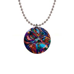 Seamless Abstract Colorful Tile 1  Button Necklace