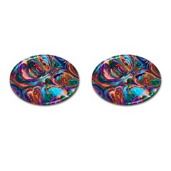 Seamless Abstract Colorful Tile Cufflinks (oval)