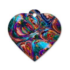 Seamless Abstract Colorful Tile Dog Tag Heart (two Sides)