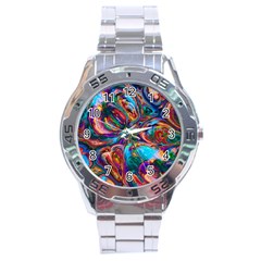 Seamless Abstract Colorful Tile Stainless Steel Analogue Watch