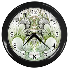 Fractal Delicate White Background Wall Clock (black)