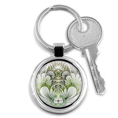 Fractal Delicate White Background Key Chain (round) by HermanTelo