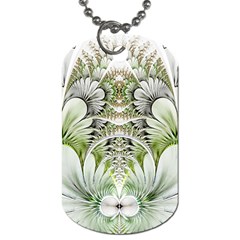 Fractal Delicate White Background Dog Tag (one Side)