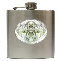 Fractal Delicate White Background Hip Flask (6 Oz)