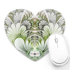 Fractal Delicate White Background Heart Mousepads