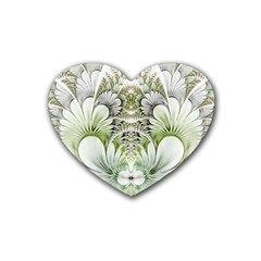 Fractal Delicate White Background Rubber Coaster (heart) 