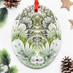 Fractal Delicate White Background Oval Filigree Ornament (two Sides)