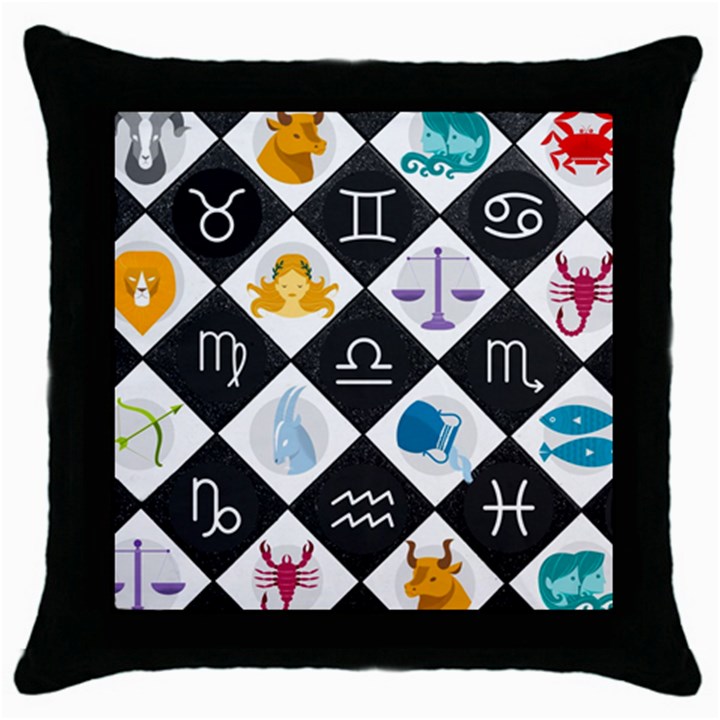 Zodiac Astrology Horoscope Throw Pillow Case (Black)