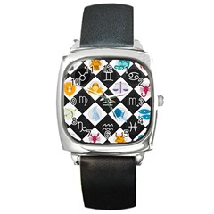 Zodiac Astrology Horoscope Square Metal Watch