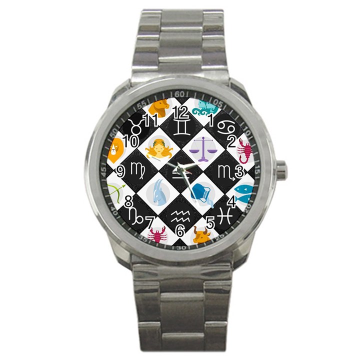 Zodiac Astrology Horoscope Sport Metal Watch