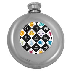 Zodiac Astrology Horoscope Round Hip Flask (5 Oz)