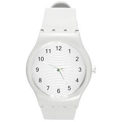 Pattern Background Monochrome Round Plastic Sport Watch (M)