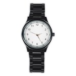 Pattern Background Monochrome Stainless Steel Round Watch Front